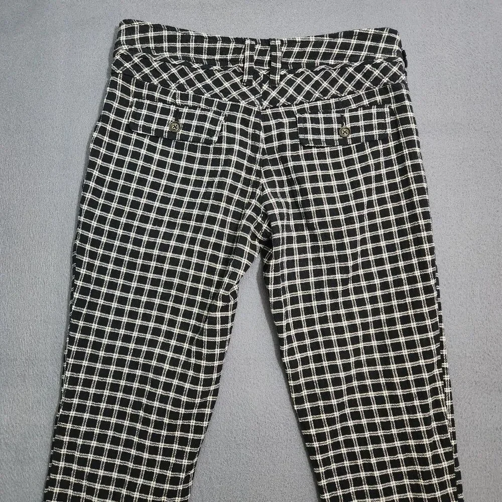 Free People Dress Pants Women 0 Black Plaid Thermal Low Rise Skinny